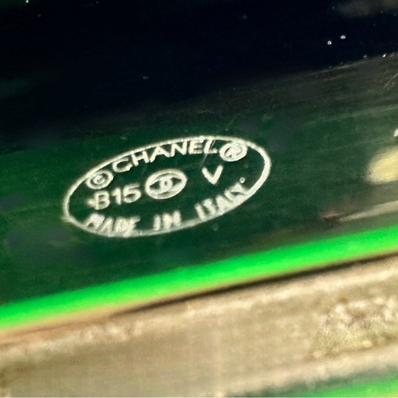 CHANEL Black Resin Crystal and Faux Pearl CC Wide Cuff Bracelet - Picture 4 of 10